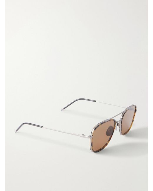 Thom Browne Natural Aviator-Style-Tone Titanium Sunglasses for men