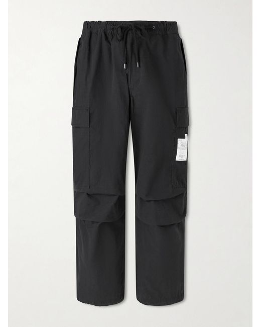 Neighborhood Black Wide-leg Cotton-blend Ripstop Drawstring Cargo Trousers for men