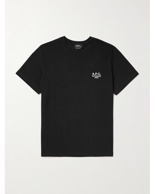 T-shirt in jersey di cotone con logo ricamato Raymond di A.P.C. in Black da Uomo