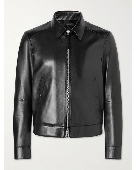 Tom Ford Black Slim-Fit Leather Jacket for men