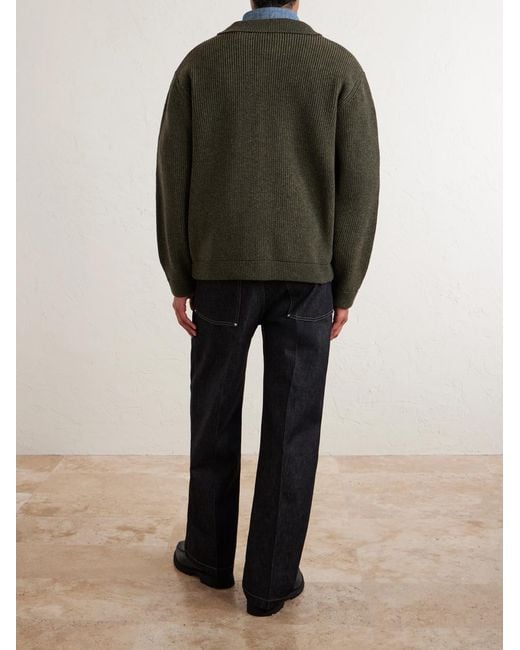 FRIZMWORKS Green Wool-Blend Cardigan for men