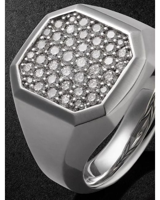 David Yurman Streamline® Siegelring aus Sterlingsilber mit Diamanten in Black für Herren