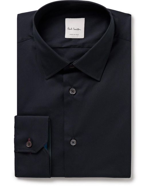 Paul Smith Black Slim-fit Cotton-blend Poplin Shirt for men