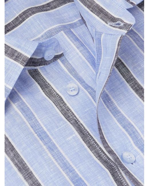 Etro Hemd aus Leinen mit Streifen in Blue für Herren