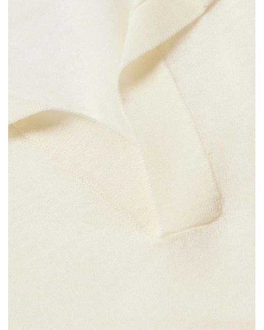 Auralee Natural Wool And Silk-blend Polo Shirt for men