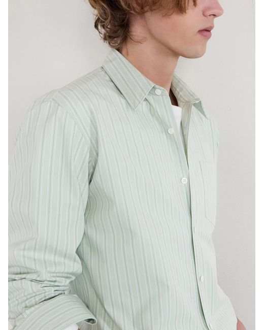 Dries Van Noten White Striped Cotton-Poplin Shirt for men