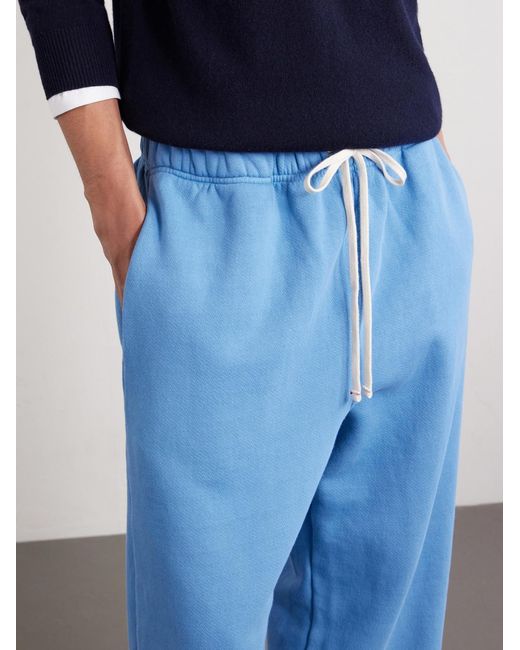 Les Tien Blue Heavyweight Straight-Leg Structured-Fleece Cotton-Jersey Sweatpants for men