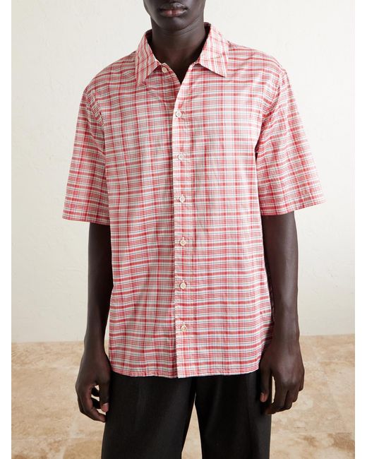 Jil Sander Pink Checked Silk-blend Shirt for men