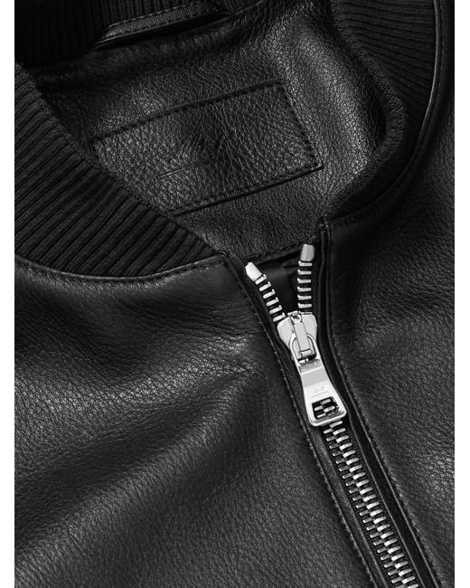 Mr P. Black Full-Grain Leather Bomber Jacket for men