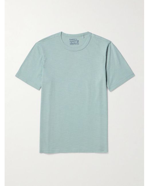 Faherty Brand Blue Sunwashed Organic Cotton-jersey T-shirt for men