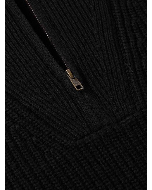 Nili Lotan Black Heston Ribbed Cashmere Half-Zip Sweater for men