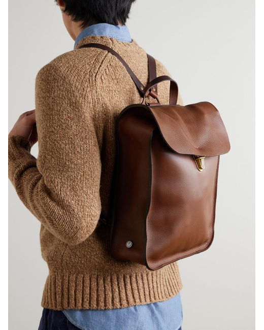 Bleu De Chauffe Brown Full-Grain Leather Backpack for men
