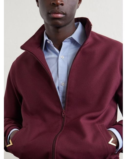 Valentino Garavani Purple Vgold Striped Drill Zip-Up Sweater for men