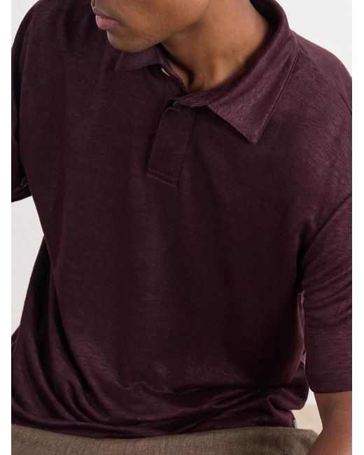 Eleventy Purple Linen-Jersey Polo Shirt for men