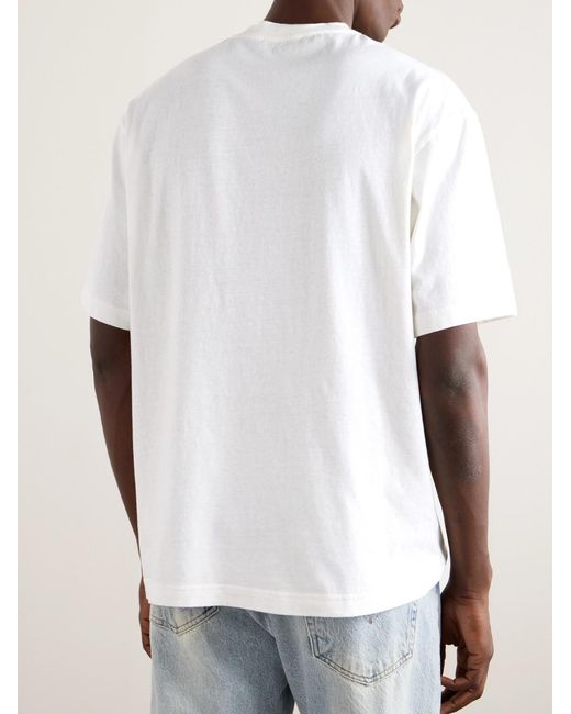 Acne White Exford Printed Cotton-Jersey T-Shirt for men