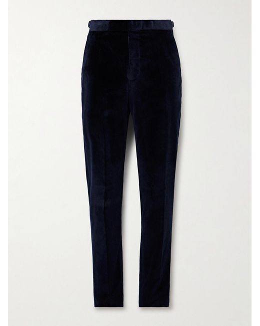 Richard James Blue Chapman Straight-Leg Cotton-Velour Trousers for men