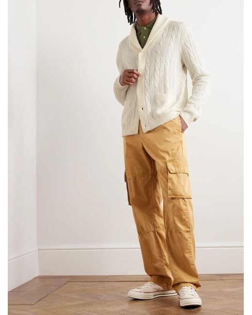 Polo Ralph Lauren Cardigan aus Kaschmir in Zopfstrick mit Schalkragen in Natural für Herren