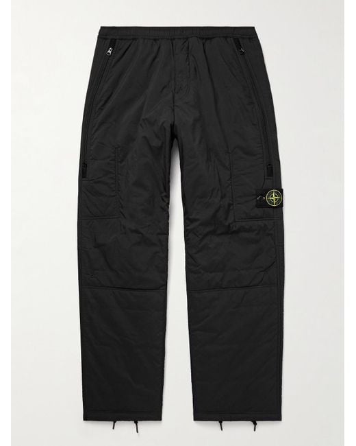 Stone Island Black Straight-Leg Padded Cordura Nylon-Ripstop Trousers for men
