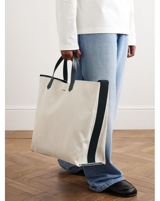 Jil Sander Natural Leather-trimmed Canvas Tote Bag for men
