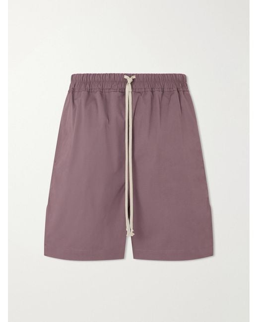 Rick Owens Purple Boxer Straight-leg Stretch-cotton Canvas Drawstring Shorts for men