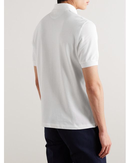 Brunello Cucinelli White Slim-fit Cotton-piqué Polo Shirt for men