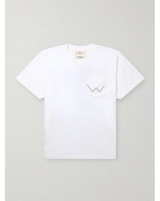 CHERRY LA White Wrangler Horsepower Embroidered Printed Cotton-jersey T-shirt for men