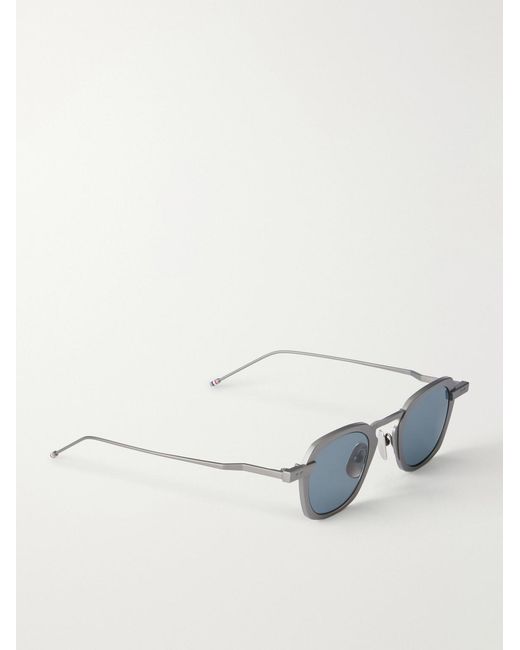 Thom Browne Blue Square-Frame-Tone Titanium Sunglasses for men
