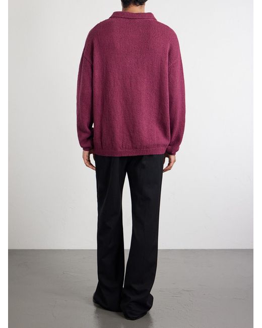 A Kind Of Guise Purple Marabou Organic Cotton-Bouclé Polo Sweater for men