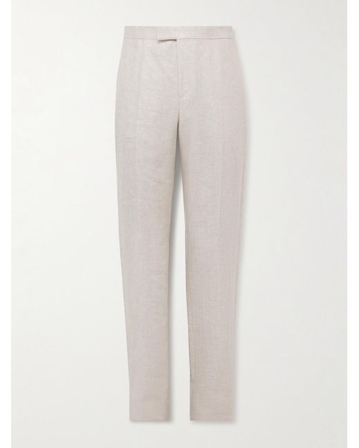 Favourbrook White Slim-fit Linen Suit Trousers for men