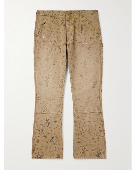SAINT Mxxxxxx Natural Dr. Woo Bootcut Double-Knee Printed Cotton-Canvas Trousers for men