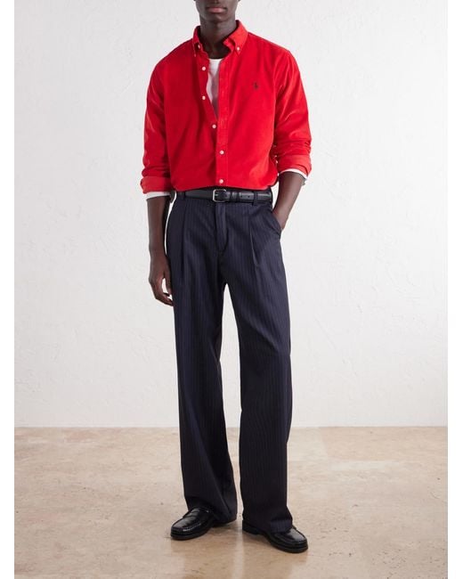 Polo Ralph Lauren Button-Down Collar Logo-Embroidered Cotton-Corduroy Shirt for men