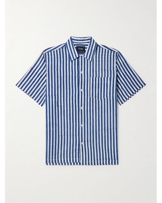 Drake's Gestreiftes Hemd aus Baumwolle mit Kentkragen in Blue für Herren