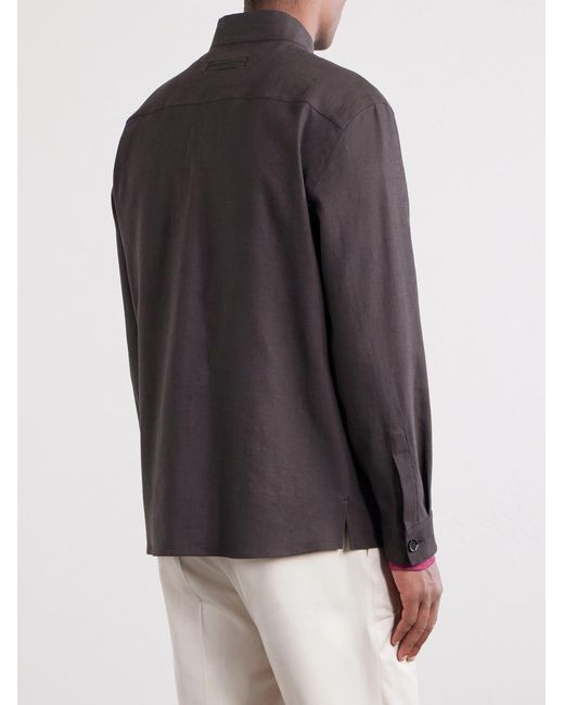 Zegna Brown Linen Jacket for men