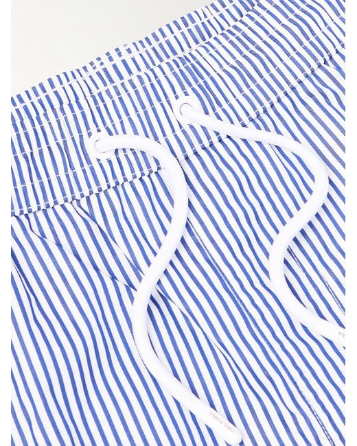 Loro Piana Bay gerade geschnittene mittellange Badeshorts mit Streifen und Logoapplikation in Blue für Herren