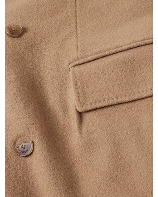 Balenciaga Natural Oversized Double-Breasted Distressed Wool-Felt Coat for men