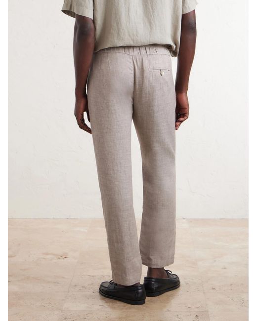 Frescobol Carioca Natural Oscar Straight-leg Linen And Cotton-blend Drawstring Trousers for men