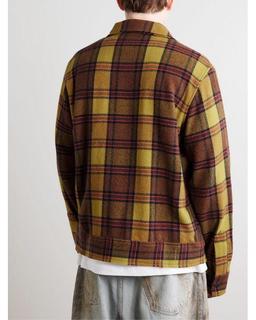 The Elder Statesman Brown Ian Checked Cashmere Bomber Jacket for men