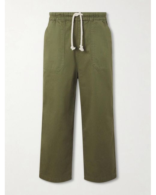 Officine Generale Green Ferry Wide-Leg Cotton-Twill Drawstring Shorts for men