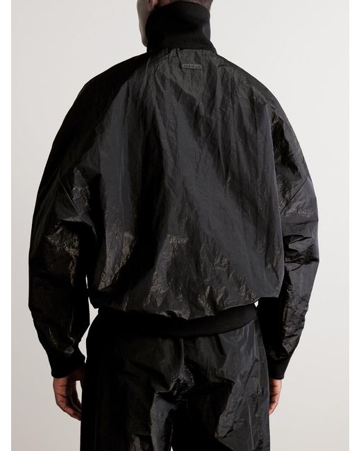 Fear Of God Black Logo-Appliquéd Crinkled-Shell Half-Zip Track Jacket for men