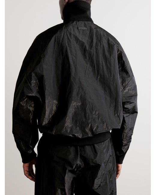 Fear Of God Black Logo-appliquéd Crinkled-shell Half-zip Track Jacket for men