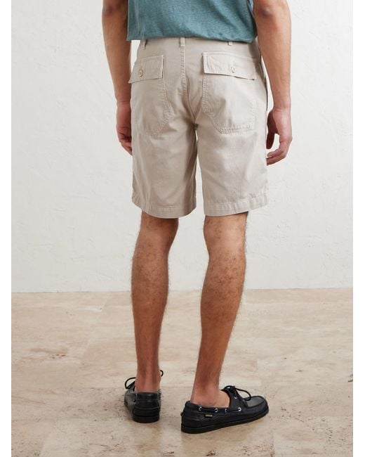 Hartford Natural Fatigue Straight-leg Herringbone Cotton Shorts for men