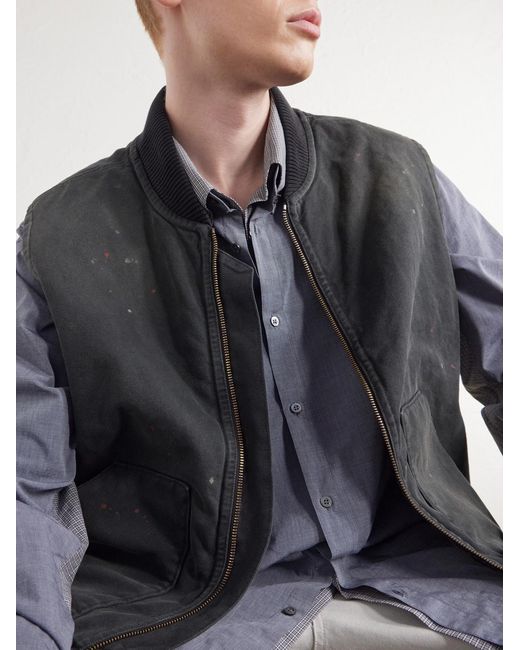 Maison Margiela Black Padded Distressed Denim Vest for men