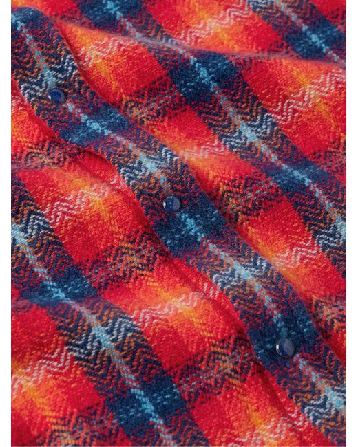 God's True Cashmere Red Checked Cashmere Shirt for men