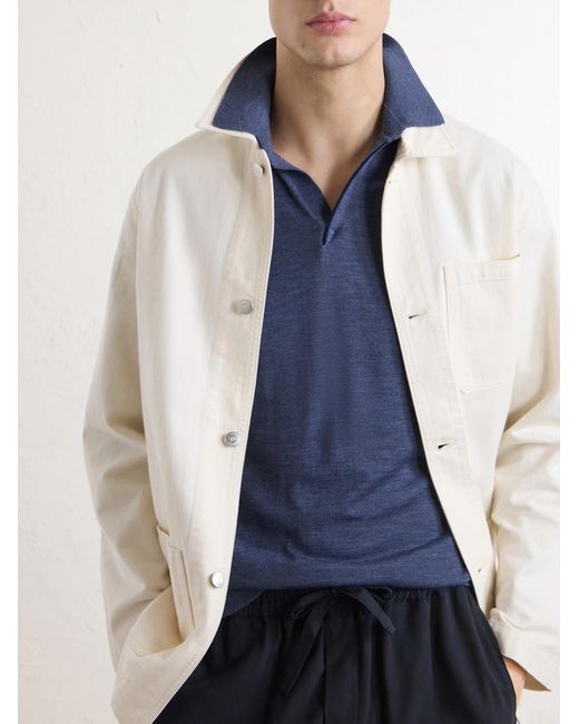 Sease Blue Lasca Virgin Wool Polo Sweater for men
