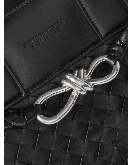 Bottega Veneta Black Andiamo Large Intrecciato Leather Messenger Bag for men