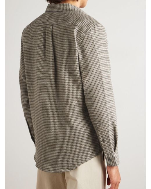 Portuguese Flannel Gray Houndstooth Organic Cotton Shirt for men