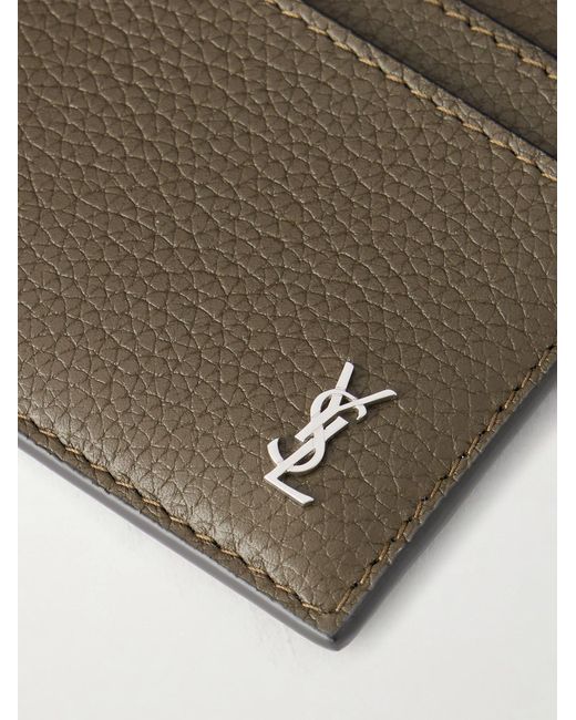 Saint Laurent Natural Tiny Cassandre Logo-appliquéd Full-grain Leather Cardholder for men