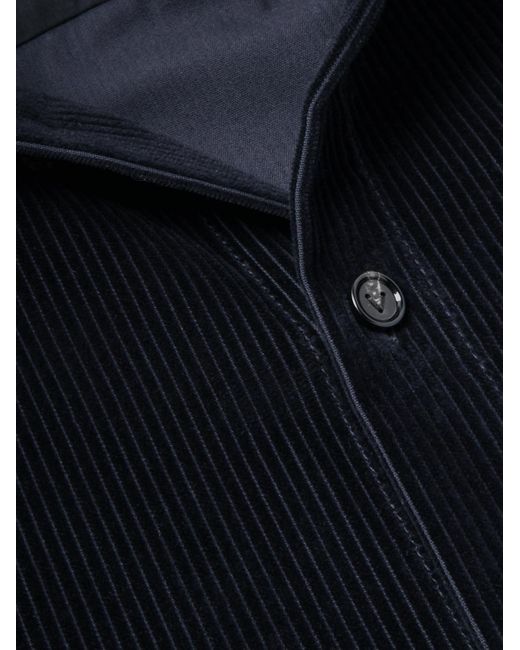Bottega Veneta Blue Leather-trimmed Cotton-corduroy Overshirt for men