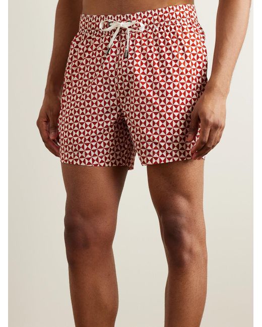 Onia Red Charles Straight-leg Mid-length Printed Swim Shorts for men