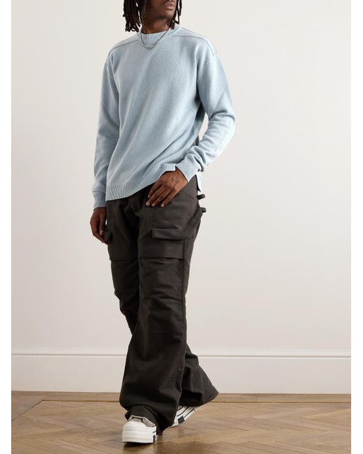 Rick Owens Blue Boiled Cashmere And Wool-Blend Sweater for men